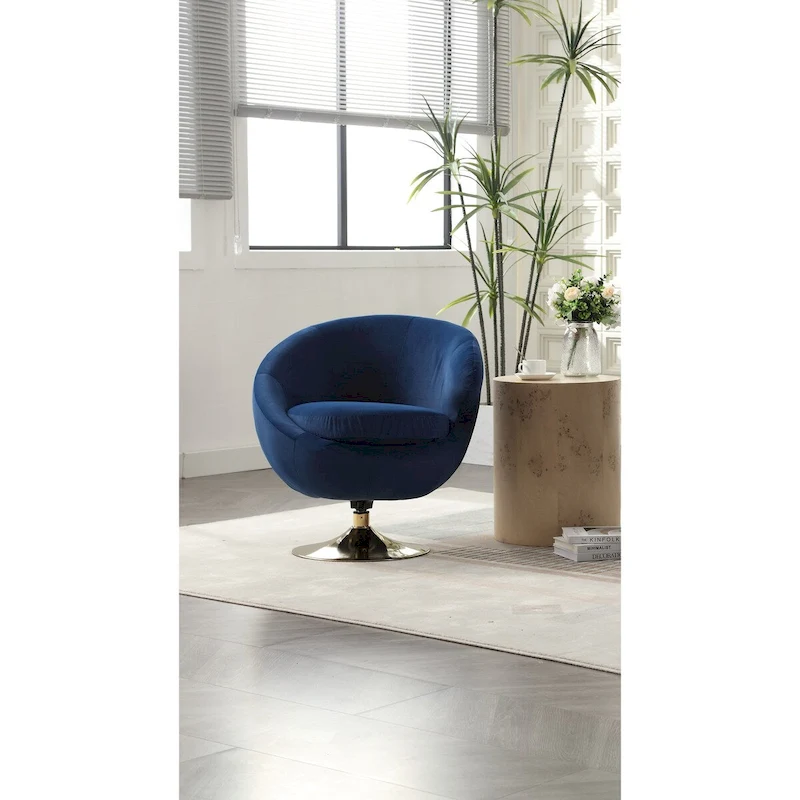 HOMEFUN Velvet 360 Degree Swivel Right Cuddle Barrel Accent Chairs