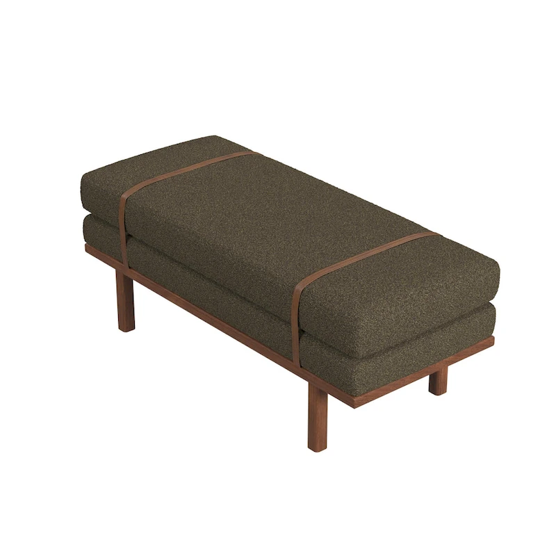 HomePop upholstered Bench with Wood Base