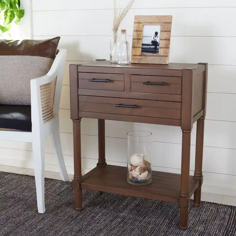 SAFAVIEH Philomene Distressed White 3-Drawer Console Table - 23.5 W x 13 L x 29.5 H - 24Wx13Dx30H