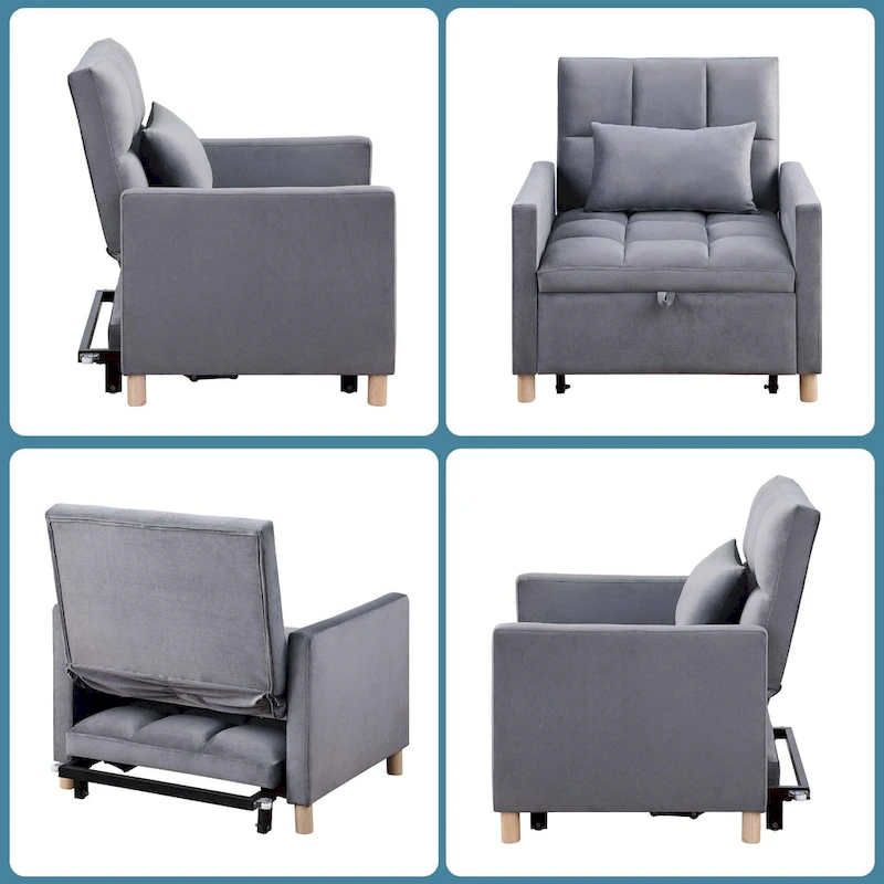 Aukfa Sleeper Chair Bed Convertible Single Sofa Chair with Pillow