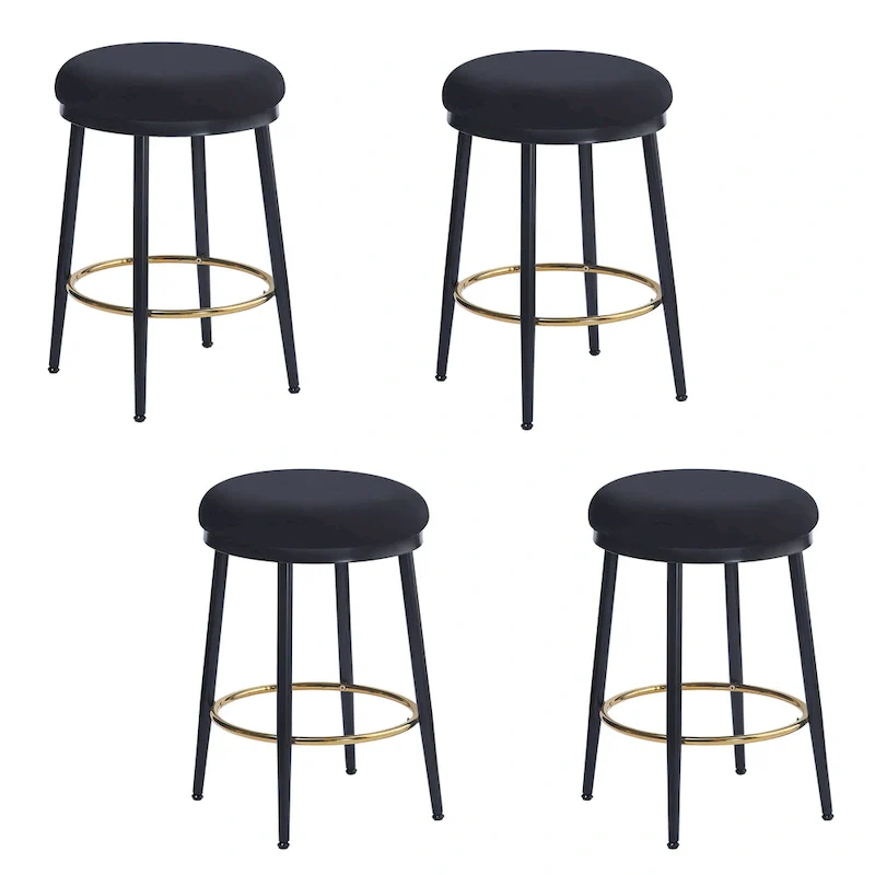 Roomfitters Modern Counter Stools, Set of 2 Bar Height Chairs with Iron Frame, Cushioned Seat and Footrest