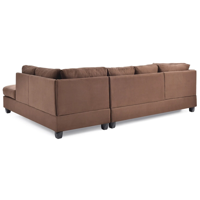 Malone 111 in. Suede 4-Seater Sectional Sofa with 2-Throw Pillow - 111L x 78W x 34H