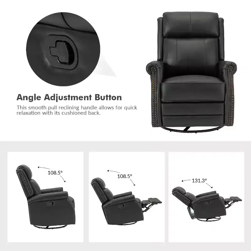 Irene 30.5 Wide Genuine Leather Manual Recliner with Rolled Arms Set of 2| ART OF LIVING DESIGNS