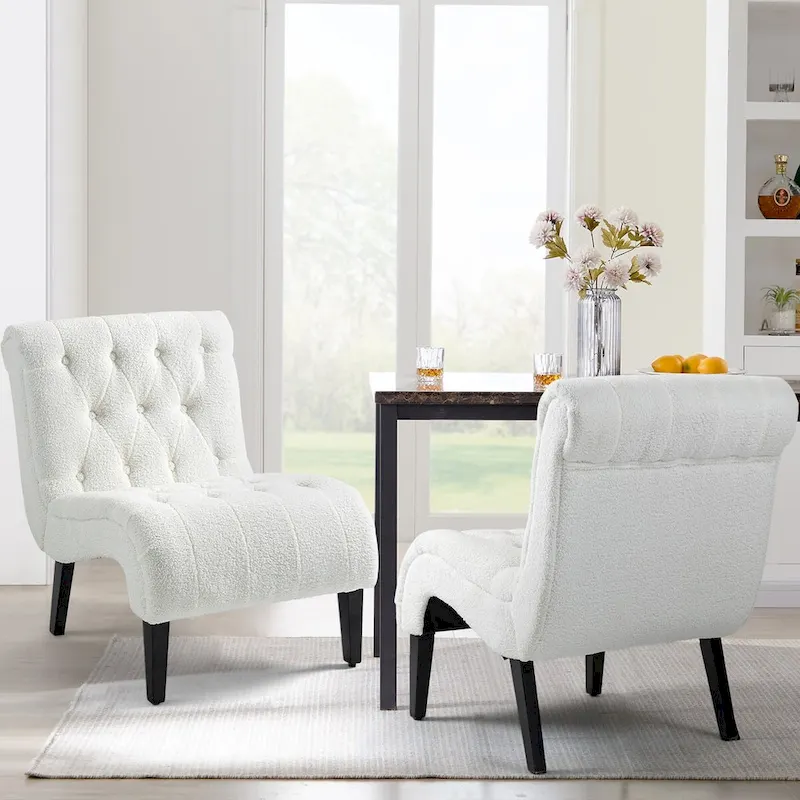 Set of 2 Armless Accent Upholstered Lounge Chair