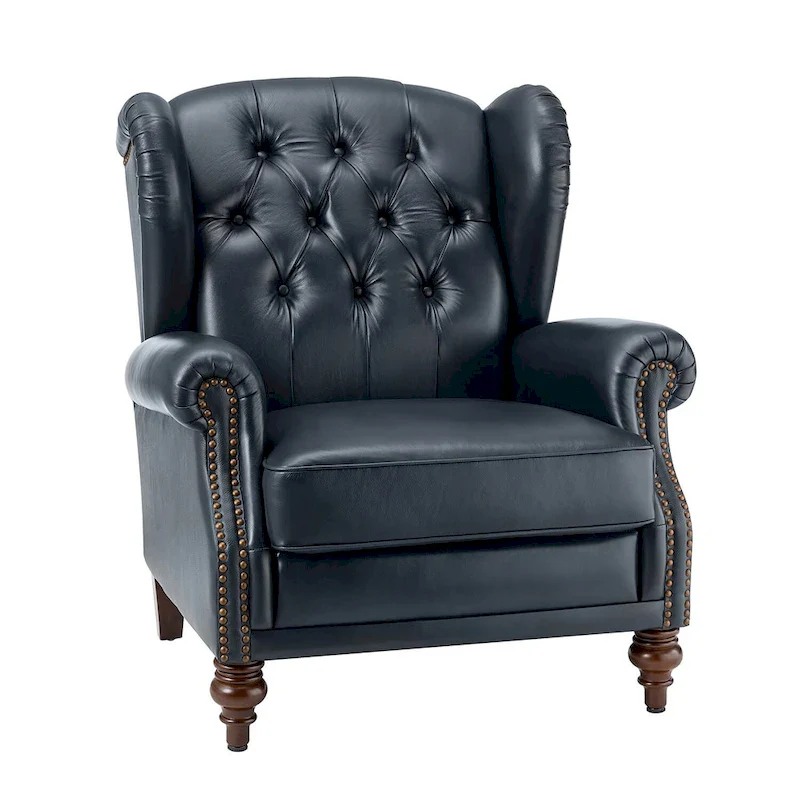 Alex Classic Leather Armchair with Nailhead Trim by HULALA HOME