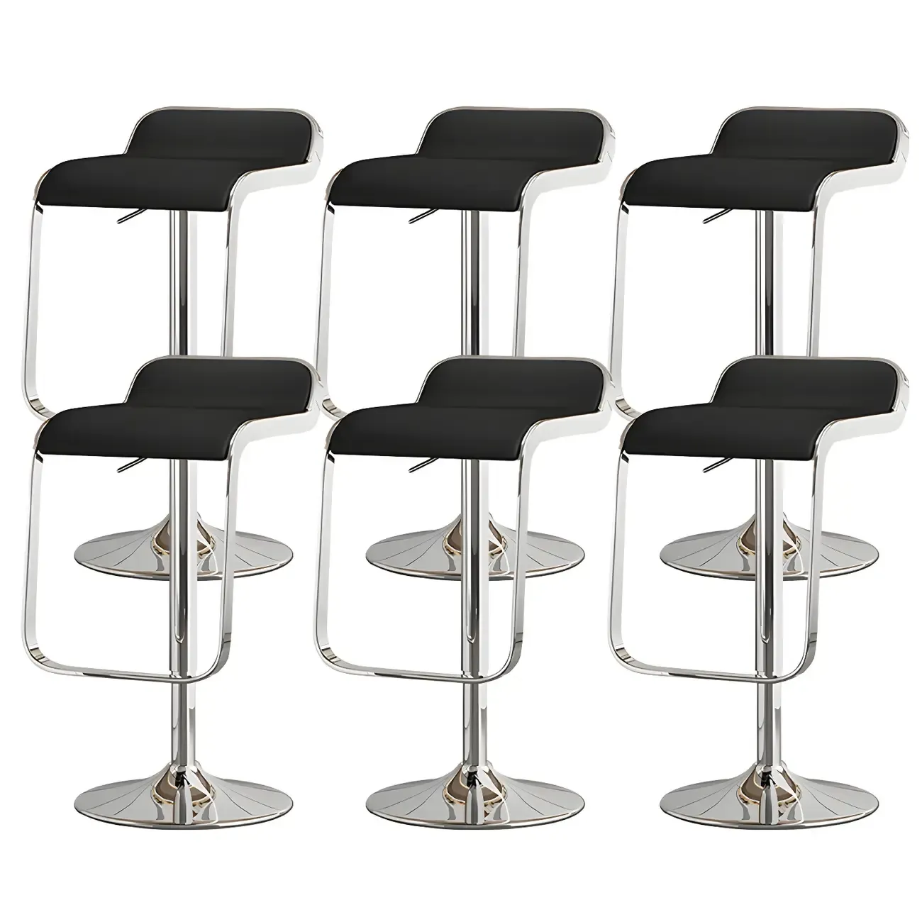 Leather Low Back Metal Adjustable Swivel Bar Stools