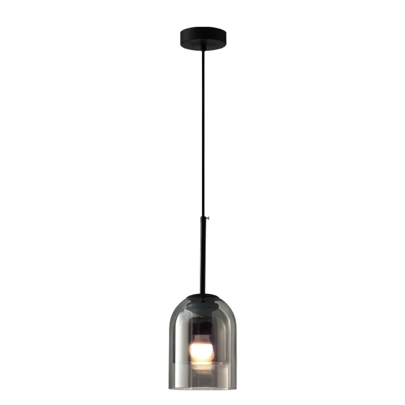 Modern Metal Gray Glass Cylinder Pendant Light