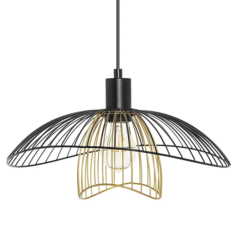Elizabeth River of Goods Black and Gold Metal Double Shade 13.875-Inch Pendant Light - 14.375  x 13.875  x 9.75/57.75