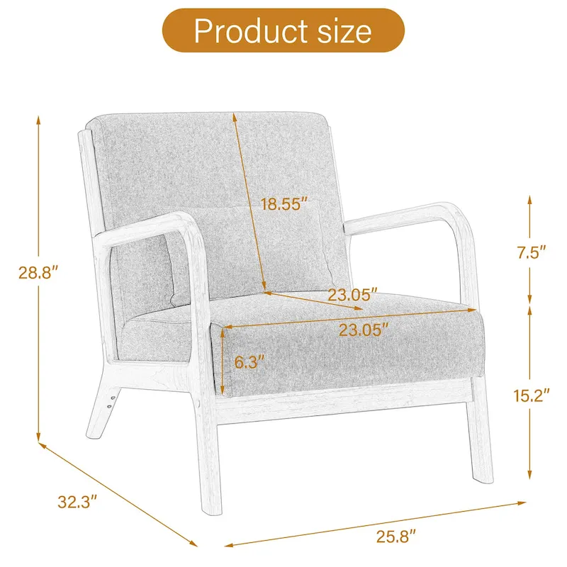 Upholstered Armchair Accent Chairs with Pillows Set of 2