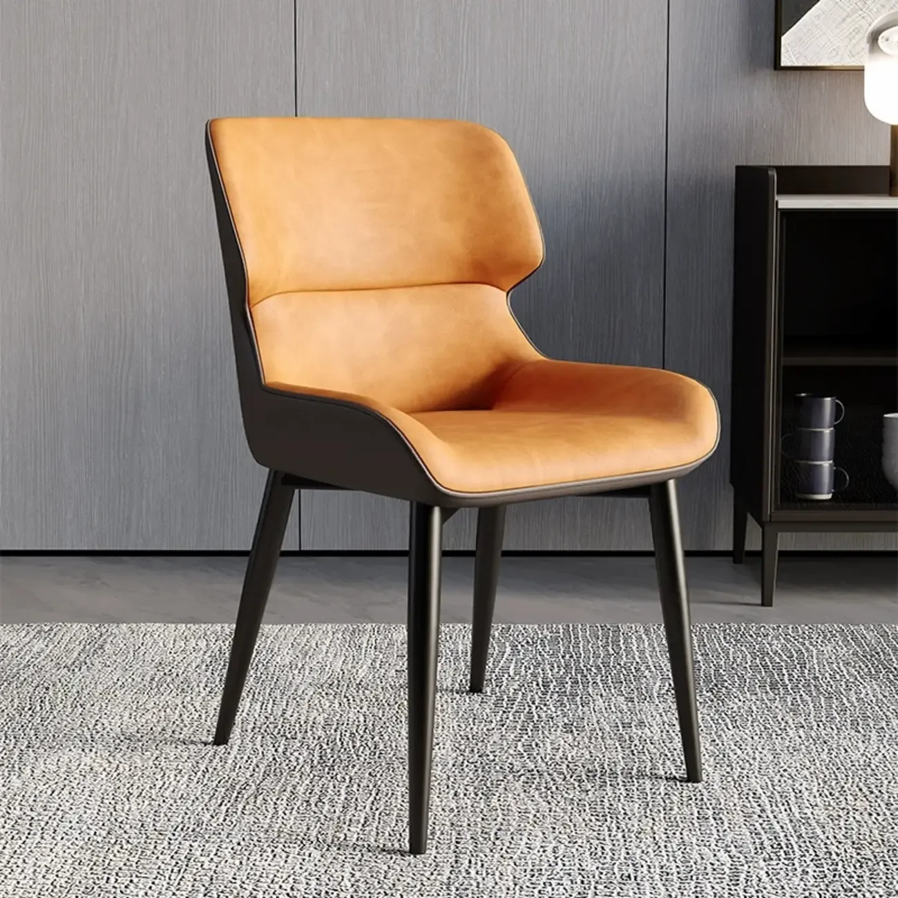 Leather Low Solid Back Armless Dining Side Chair