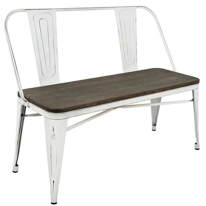 42 Espresso Bamboo Seat with White Stand Bench