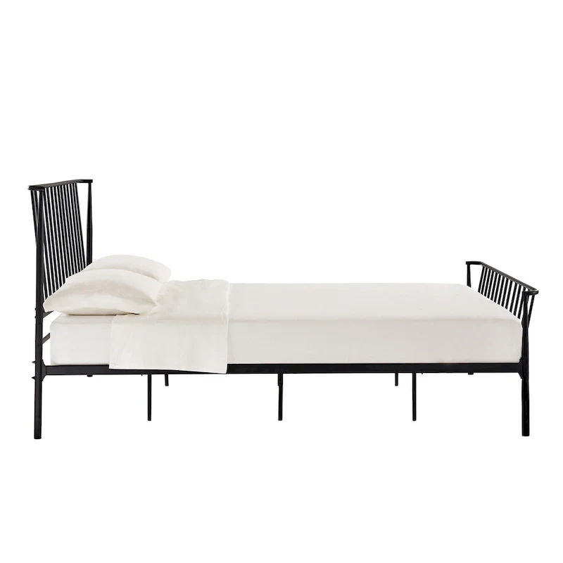 Matte Black Finish Metal Queen Bed