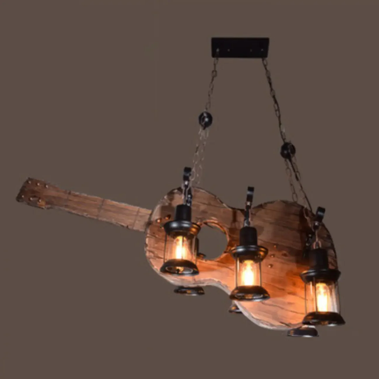 Industrial Island Light Brown Steampunk Cylindrical Pendant Light