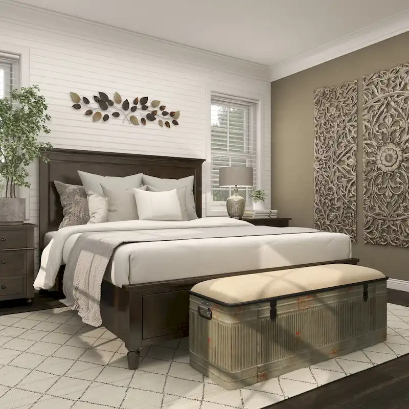 18-inch Grey Metal Fabric Bench