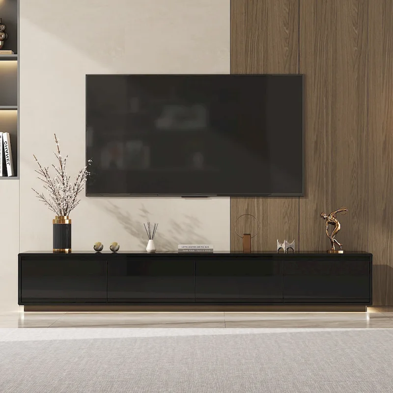 Illuminated White High Gloss Television Entertainment Center Console