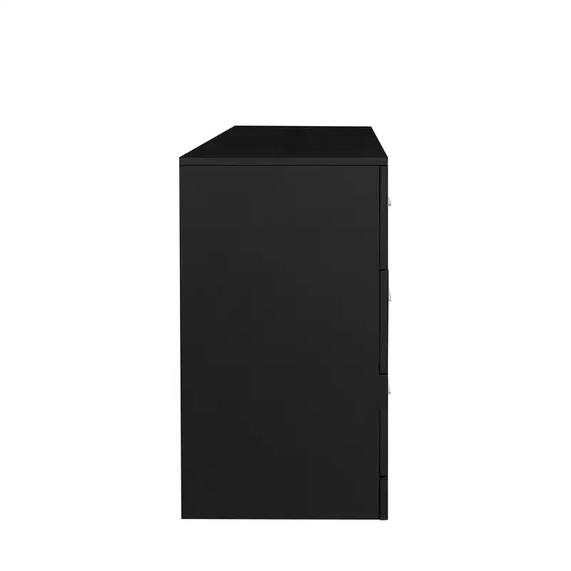 Karl Home 6-Drawer Black Particle Board 47.24in. W Chest of Drawer
