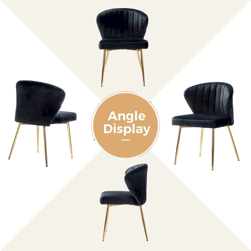 Modern Glam Upholstered Tufted Back Side Accent Dining Chair with Small Base