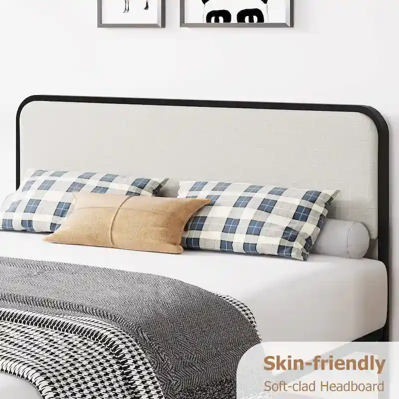 Bed Frame with Upholstered Headboard and Footboard