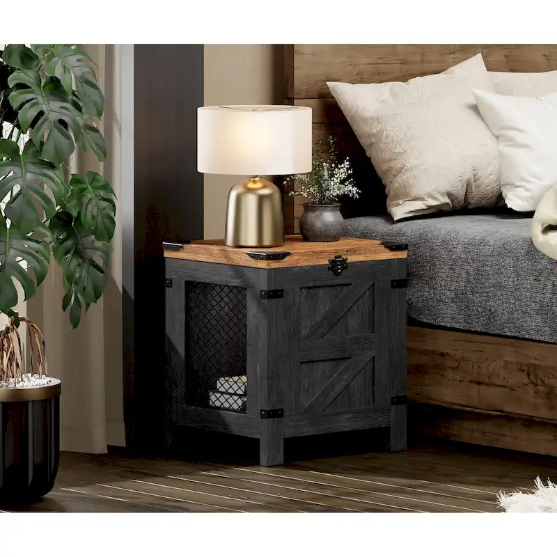 Lift Top End Table,Nightstand with Rustic Lock
