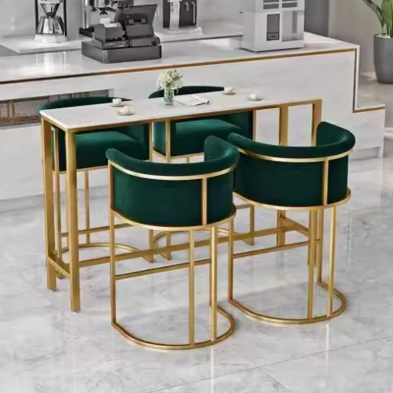 Glam Gold Sled Velvet Upholstered Bar Stool