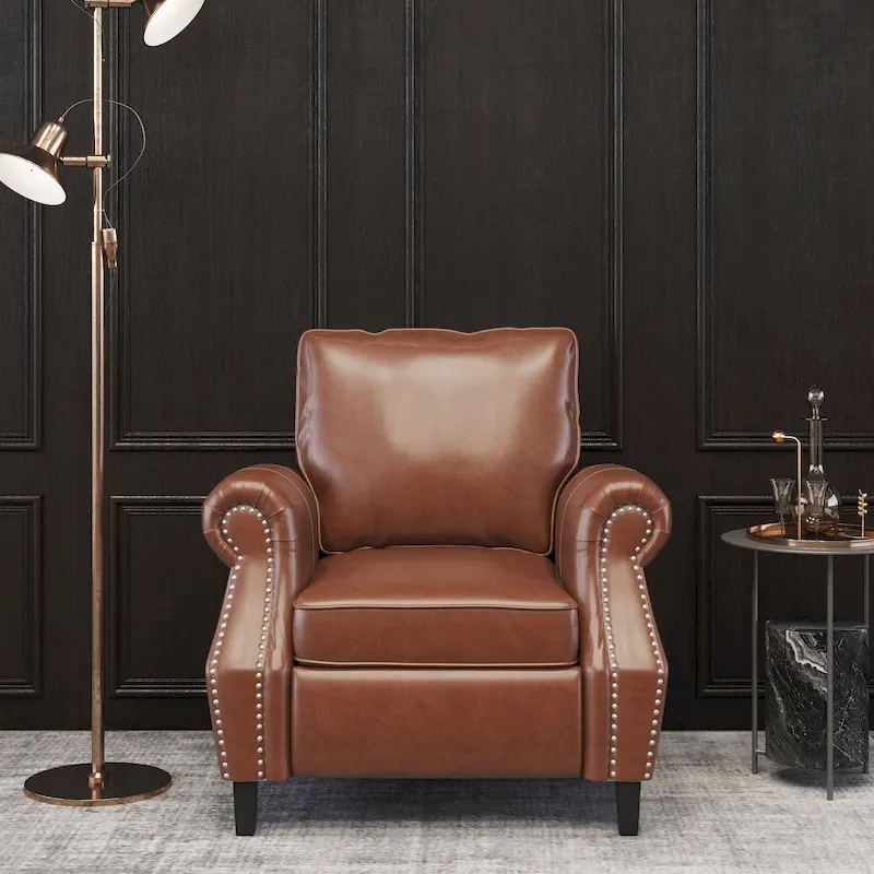 Dowd Faux Leather Club Chair with Nailhead Trim by Christopher Knight Home
