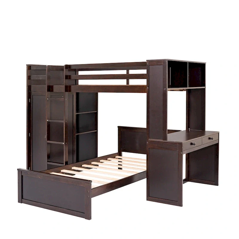 Twin over Twin Pine Loft Bed with Stand-alone