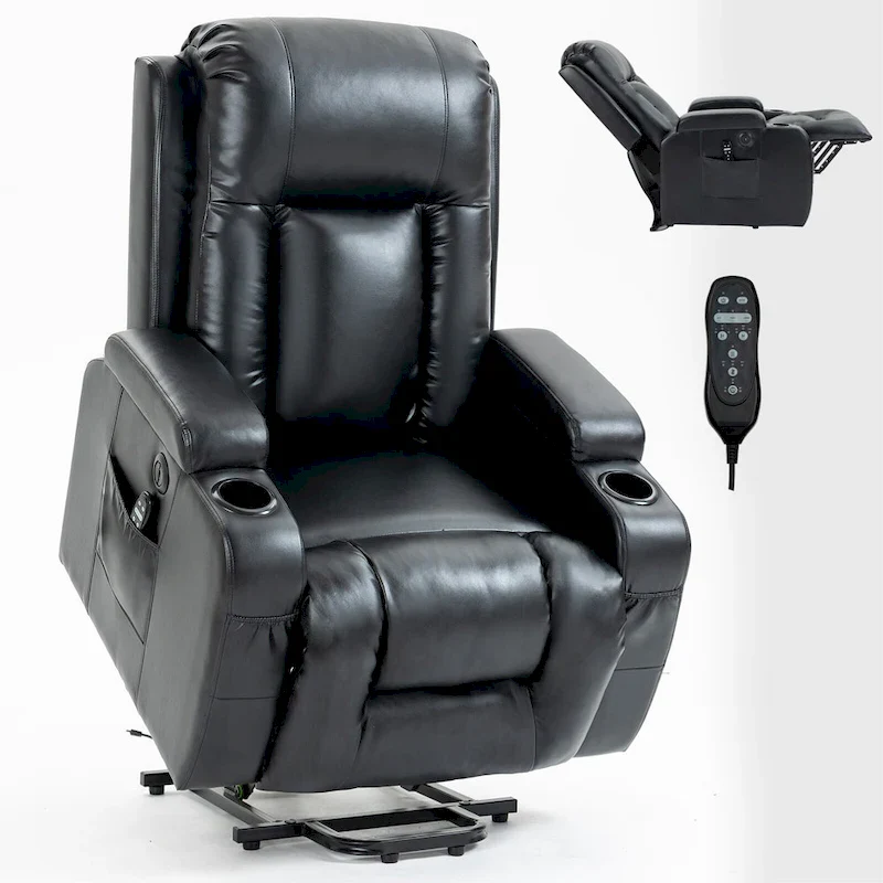 Black Power Lift Recliner with Massage, Heat & Heavy Duty Frame