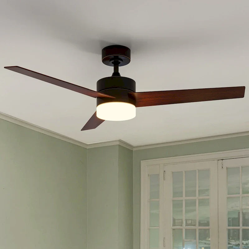 Modern Ceiling Fan with Adjustable LED Light and Remote Control, with 3 Blades - 52