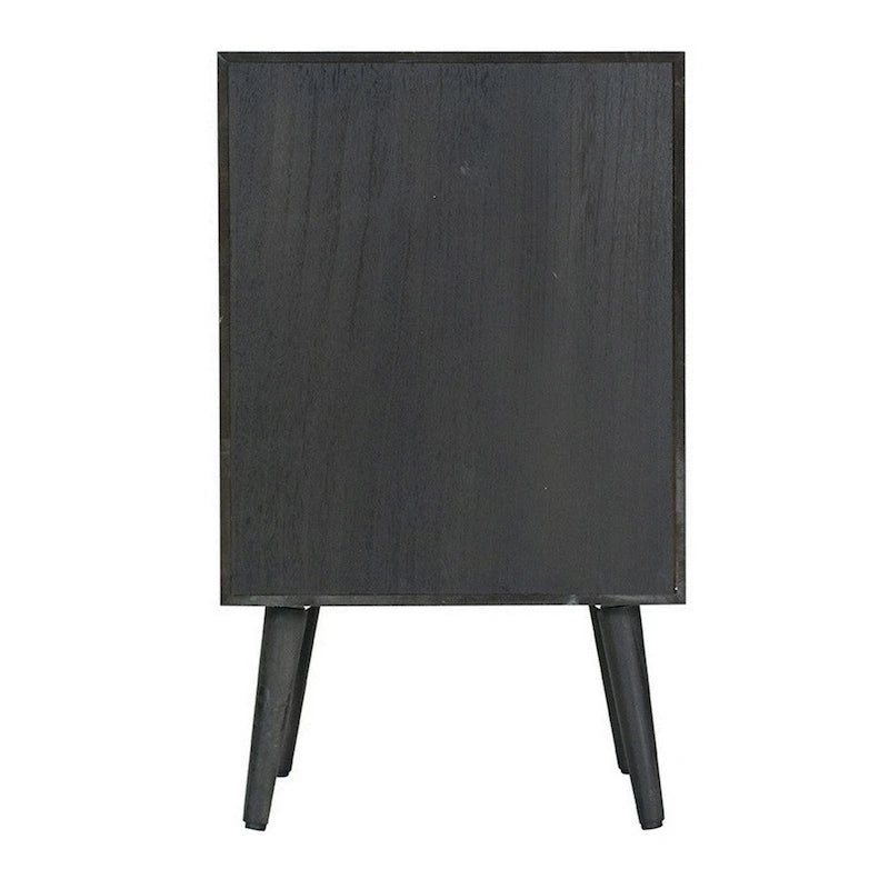 28 Inch Accent Cabinet, 1 Drawer, Pine, Woven Rattan Design - 28 H x 13.5 W x 16.5 L Inches