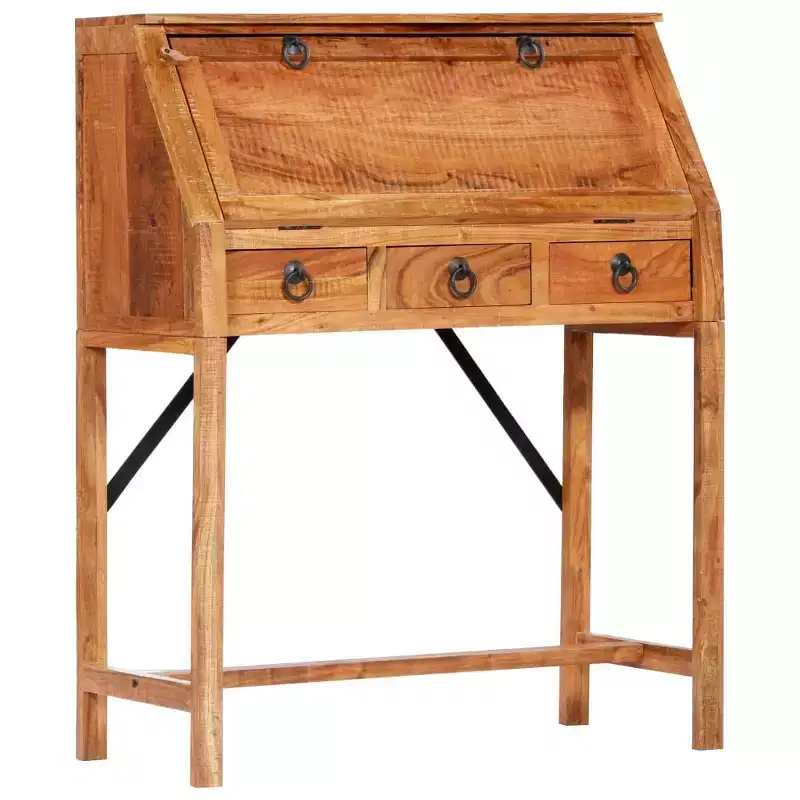 vidaXL Writing Desk Brown Solid Acacia wood Medium Desk Rectangular