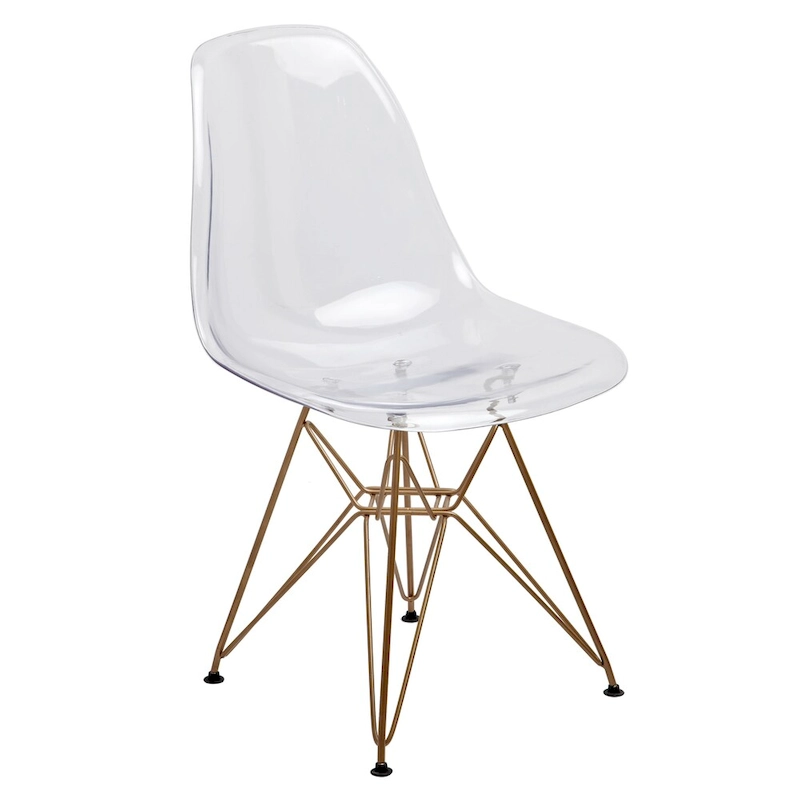American Atelier Design Guild Living Clear Seat Gold Legs Banks Chair