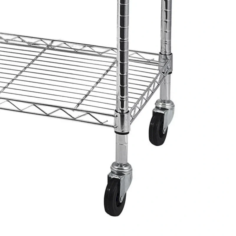 5-Tier Steel Wire Shelving with Wheels - (59.06 x 17.72 x 70.87)