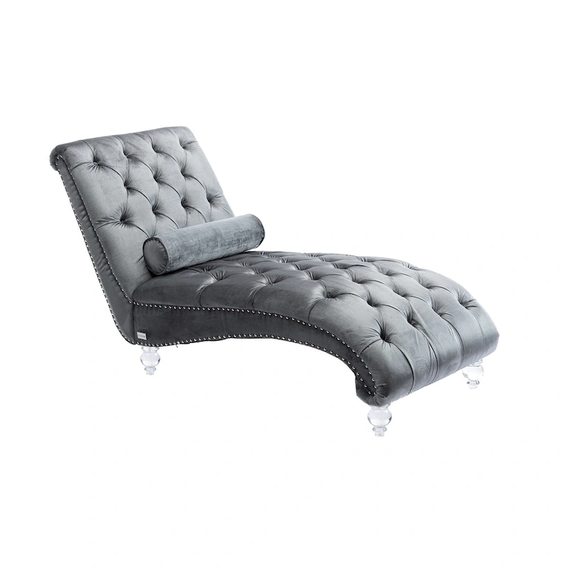 Velvet Tufted Chaise Lounge Accent Living Room Chair
