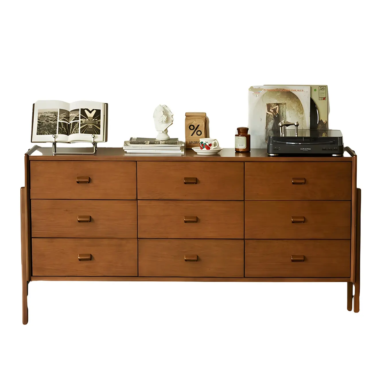 Traditional Brown Wooden Dresser with Self-Close Drawers