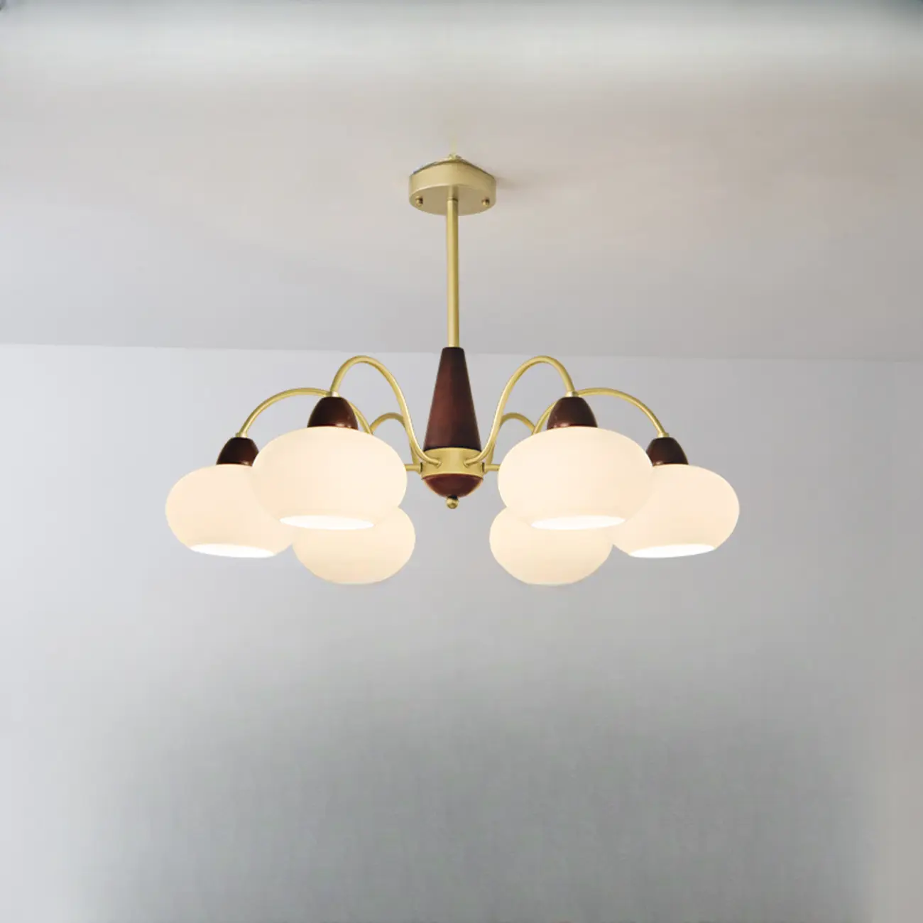 Classic Gold Glass Drum Shade Elegant Chandelier