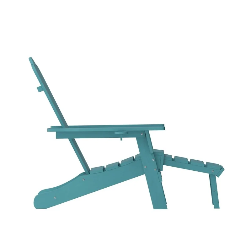 Commercial All-Weather Adirondack Chair with Pullout Ottoman & Cupholder