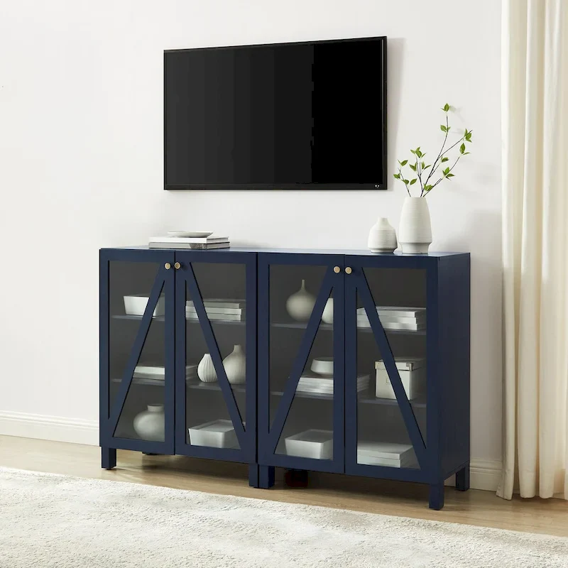 2Pc Media Storage Cabinet Set