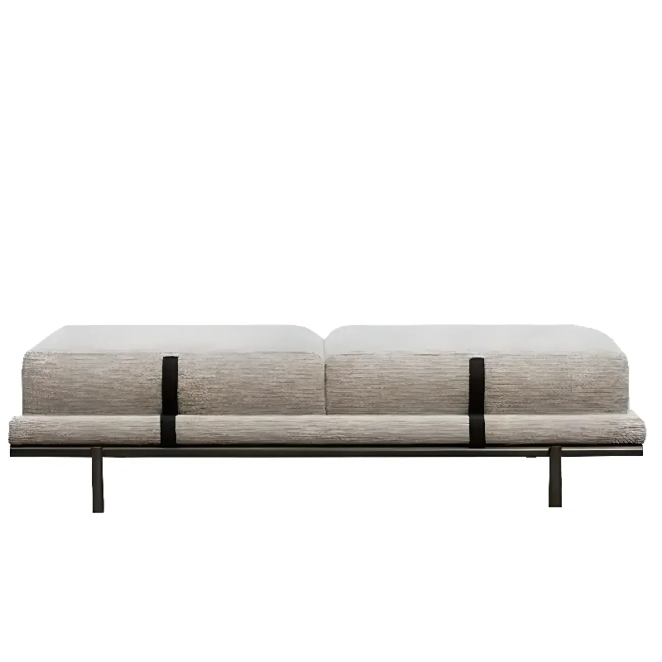 Scandinavian Grey Metal Upholstered Bedroom Bench