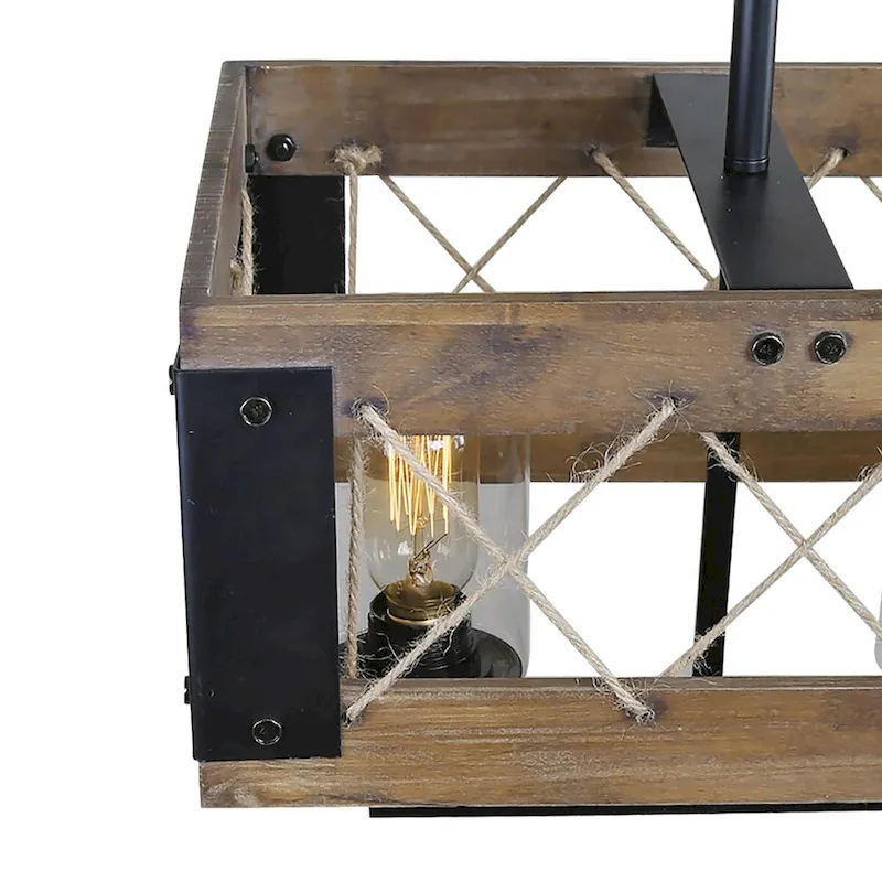 The Gray Barn 5-Light Farmhouse Rectangle Chandelier Rustic Island Lights - W31.9  * E10.6  * H10.2