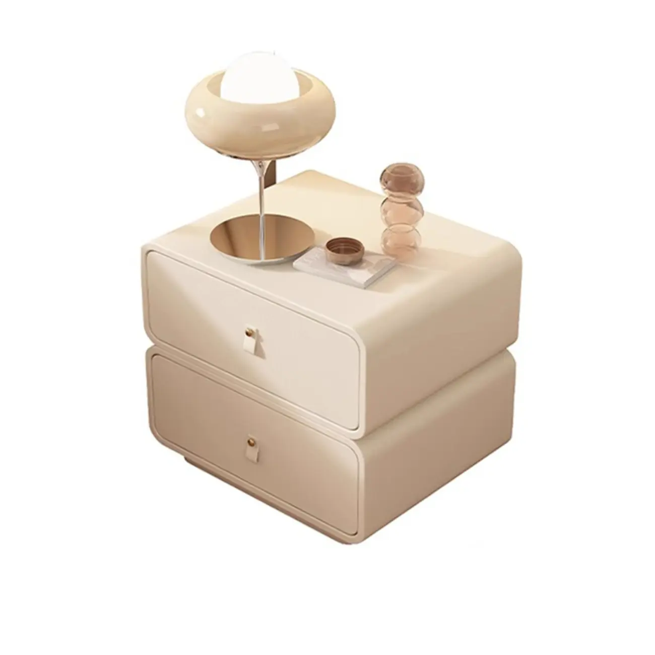 Modern Faux Leather 2-Drawer Nightstand