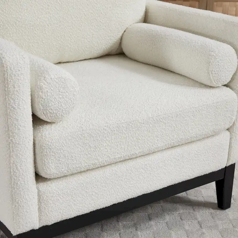 35.4W Modern Reading Chair,Upholstered Accent Chair with Pillows and Wood Legs