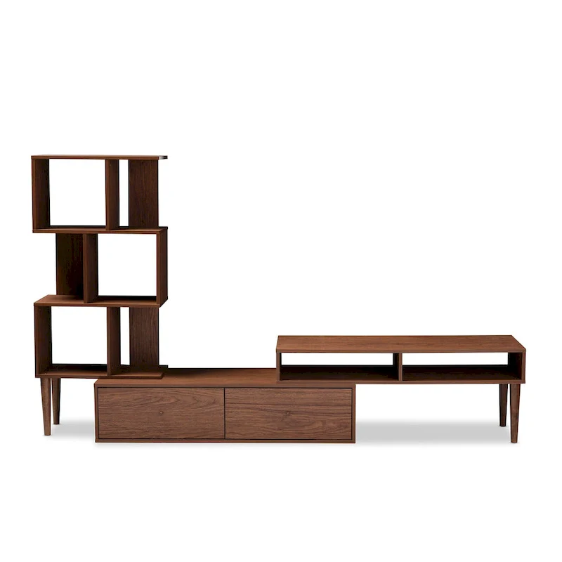 Carson Carrington Sakskobing Mid-century Medium Brown Wood TV Stand