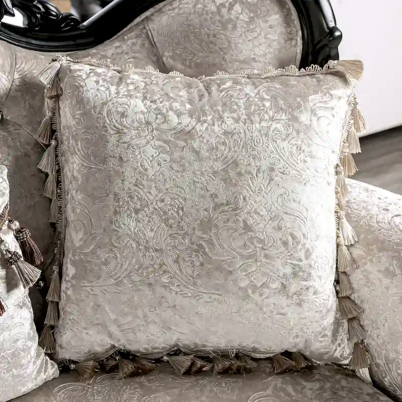 Furniture of America Clarissa Traditional 2-Seater Loveseat with Button Tufted Back and Accent Pillow