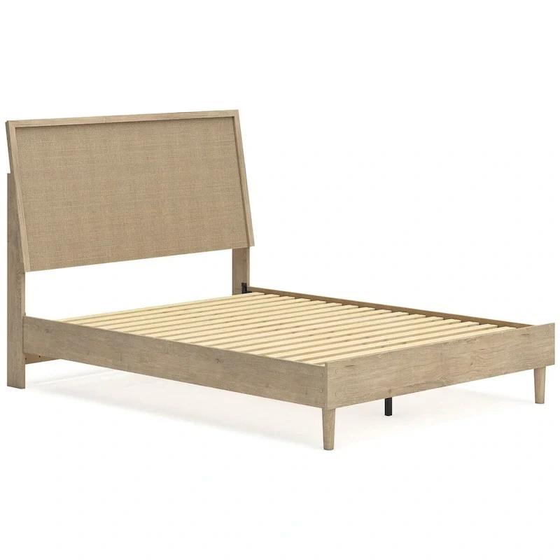 Brown Panel Headboard with Two Nightstands