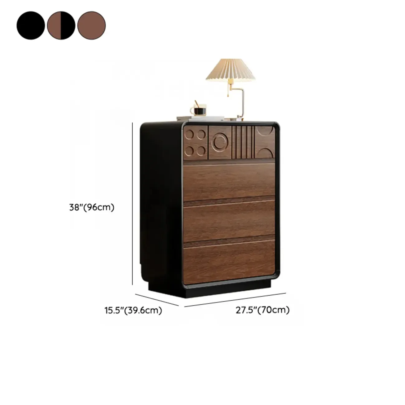 Art Deco Inspired Wood Dresser with Geometric Carvings