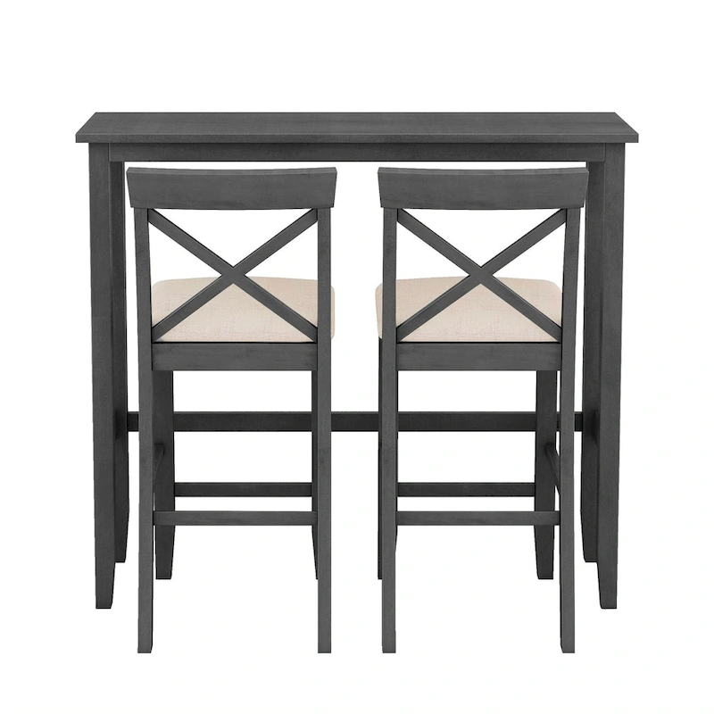 3-Piece Dining Table and Chair Set, Small Counter Height Table and Chair Set with Kitchen Breakfast Nook and 2 Chairs