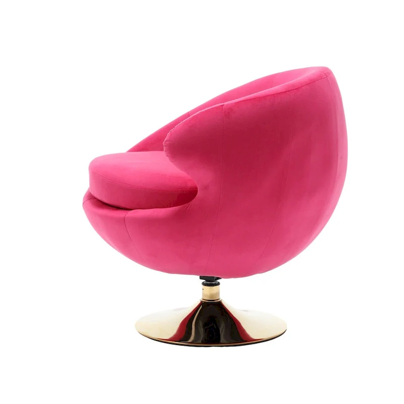 HOMEFUN Velvet 360 Degree Swivel Right Cuddle Barrel Accent Chairs