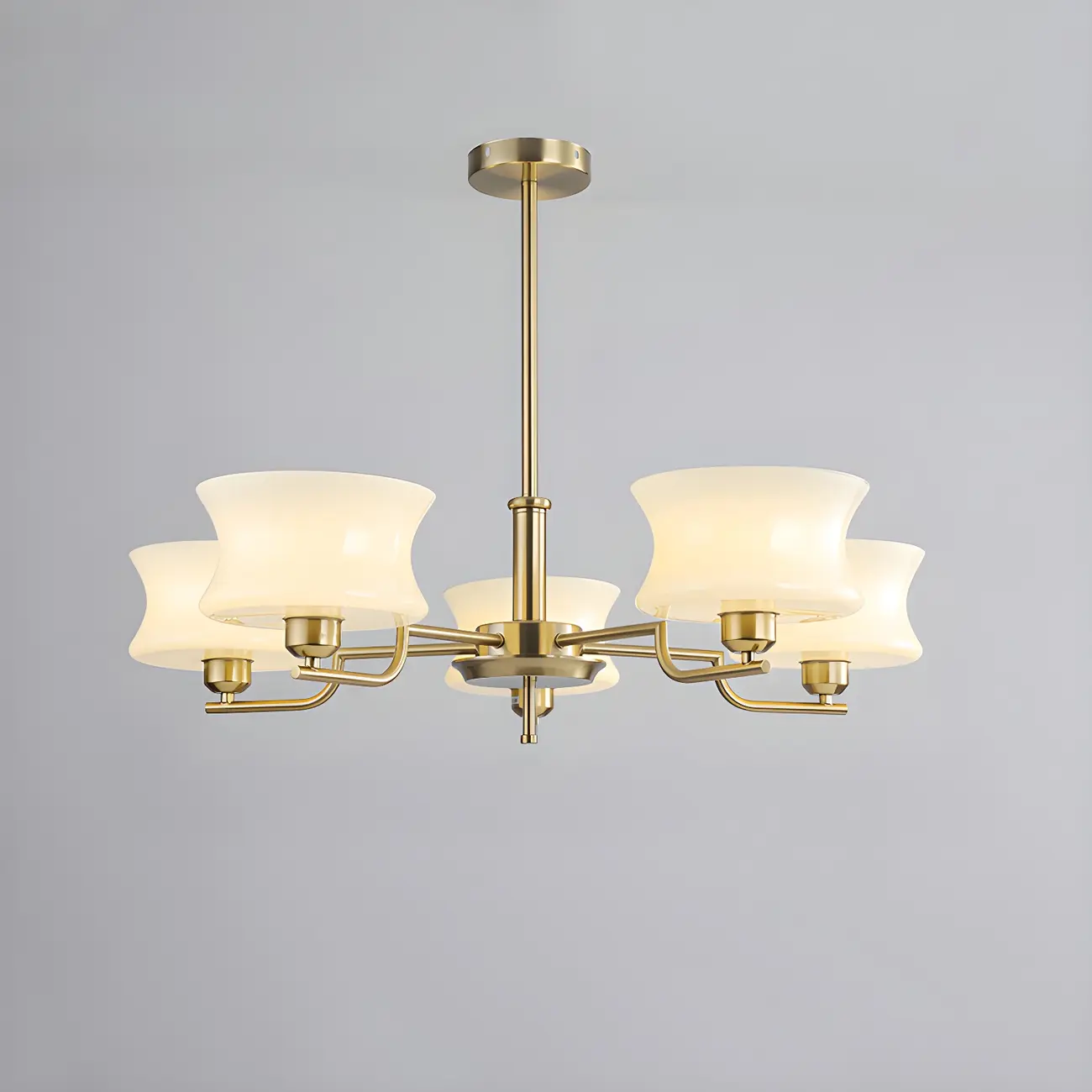 Modern Elegant 3-5 Lights Beige Glass Large Chandelier