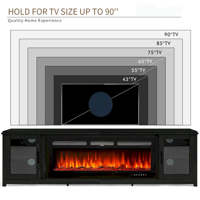 80 Fireplace TV Stand, Entertainment Center with 50 Electric Fireplace