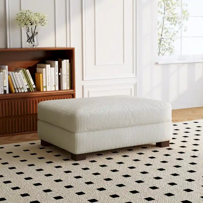 Sofa Corduroy Ottoman with Soild Wood